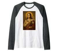 Sacra Icona Cattolica di Santa Maria Goretti Maglia con Maniche Raglan