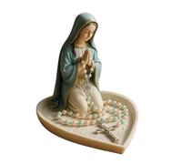 Sacra Madre Padre Statua Rosario Holder Resina Elegante Preghiera Perline Storage Cattolico Casa Altari Spirituale Decorazione e Regali Cattolici Spirituali Scatola Ricordi