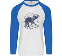 Sacra Stile Elefante Meditazione Tatuaggio Arte Uomo L/S Baseball T-Shirt