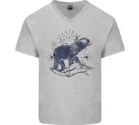 Sacra Stile Elefante Meditazione Tatuaggio Arte Uomo Scollo A V Cotone Maglietta