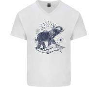 Sacra Stile Elefante Meditazione Tatuaggio Arte Uomo Scollo A V Cotone Maglietta