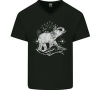 Sacra Stile Elefante Meditazione Tatuaggio Arte Uomo Scollo A V Cotone T-Shirt