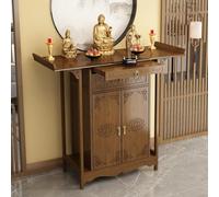 Sacrario Domestico in Bambù, Tavolo da Altare con Cassetto e Armadio | Ideale per meditazione e preghiera a casa, piano ampio per oggetti sacri, decorazioni e offerte rituali(120cm/47.2in)