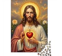 Sacred Heart Jesus 1000 Pezzi Cartolina Premium Pacchetto Puzzle Senior Jigsaw Entusiasti Difficile Sfidante Decorazione Murale Pacchetto Valore 38x26cm/1000pcs