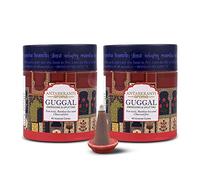 Sacred Life Dry Dhoop GUGGAL Coni | Confezione da 2 | Coni- 80 coni di incenso | Tempo di combustione 35 minuti | Dhoop a basso fumo per Pooja | 100% biologici e senza carbone | Aromaterapia |