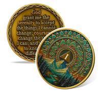 Sacred Mandala 1 Year Sobriety Coin, Affirmation AA Medaglione di recupero, monete sobrie per il recupero delle dipendenze, gettone per celebrare l'anniversario del recupero, regali di sobrietà AA per