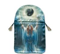 SACRED PRIESTESS Raso Borsa Stampato Blu Scuro lo scarabeo Protect Tuo Tarot New