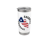 Sacrificio e coraggio Liberia Mappa Bandiera Indipendenza Patriottica Bicchiere termico in acciaio inox doppia parete