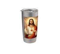 Sacro Cuore di Gesù Cattolico Cristiano Religioso Design Bicchiere termico in acciaio inox doppia parete