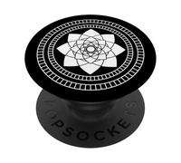 Sacro Fiore Della Vita Geometrica Line Art Bianco e Nero PopSockets PopGrip Adesivo