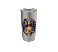 Sacro Gesù Cuore Cattolico Icona Devozionale Art Faith Design Bicchiere termico in acciaio inox doppia parete