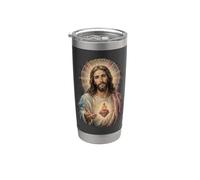 Sacro Gesù Cuore Classico Cattolico Devozionale Ritratto Arte Bicchiere termico in acciaio inox doppia parete