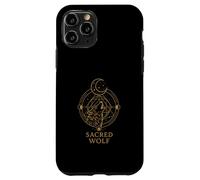 Sacro Lupo Luna Geometria Line Art Design Custodia per iPhone 11 Pro