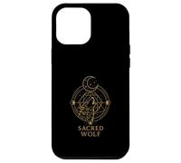 Sacro Lupo Luna Geometria Line Art Design Custodia per iPhone 12 Pro Max