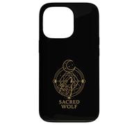 Sacro Lupo Luna Geometria Line Art Design Custodia per iPhone 13 Pro
