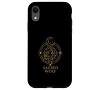 Sacro Lupo Luna Geometria Line Art Design Custodia per iPhone XR