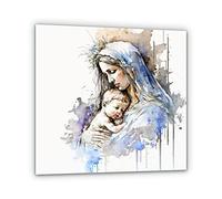 SacroArte 30x30 cm Immagine Decorativa Fotografia per la casa - Maria vergine con Gesu