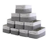 Sacyic Storage Baskets 12x8x5 inch 10 Pack Fabric Baskets Foldable Storage Bins Decorative Baskets cloth storage baskets Storage Foldable Storage Bin with Rope