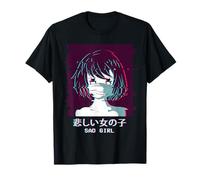 Sad Anime Girl Vaporwave Aesthetic Japanese Maglietta