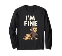 Sad Baby Monkey Meme con Un Giocattolo Arancione I'm Fine Maglia a Manica