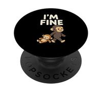 Sad Baby Monkey Meme con un giocattolo arancione I'm Fine PopSockets PopGrip Adesivo