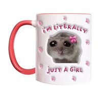 Sad Hamster Mug - Ceramic, 3.15x3.15x3.74 Inches, Coffee Mug Cute Animal Design | Heat-Resistant Printed Ceramic Drinkware For Daily Use, Beverage Cup For Coffee, Tea, Latte, Milk, Soup, Wine