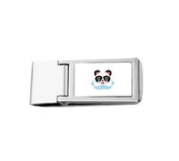 Sad Little Panda Poor Cartoon Expression Slim Fermasoldi in acciaio inox tasca portafoglio