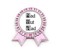 Sad Mood - Spilla a forma di fiore rosa con scritta in lingua inglese "Triste umore", colore Art Déco, Medio, Metallo