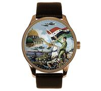 Saddam Hussein a cavallo, la conquista di Gerusalemme. Vintage Baath partito iracheno propaganda arte in ottone massiccio orologio da collezione, Misto