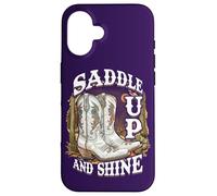Saddle Up And Shine Vintage Cowgirl Country Cowgirl Stivali Custodia per iPhone 16