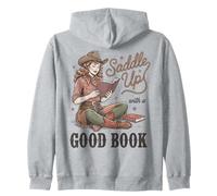 Saddle Up with A Good Book Western Reading Felpa con Cappuccio
