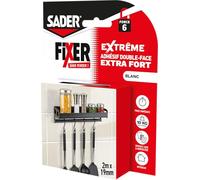 Sader Fixer sans forcer Extreme - double face extra forte - Interni - Superfici multiple - Supporta fino a 10 kg - Colore: bianco - 2 m x 19 mm