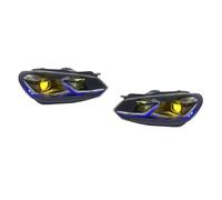 SADHADAH Faro Anteriore Per VW Per Golf 6 2009-2013 Coppia Di LED Per Auto Gruppo Ottico Anteriore Luci Sintonia Proiettore DRL Fari Plug And Play Proiettore Auto(No Bulb,Silver Line Dual LHD)