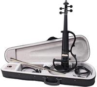 SADPRKR Nero 4/4 Full Size Violino Elettrico Studente Fiddle Case Bow Cuffia Cavo Set