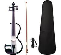 SADPRKR Nero Bianco Avanzato Elettrico Full Size Violino In Legno Massello Muto Violino Custodia Da Trasporto Cavo Audio Kit Arco Per Studente Principiante