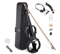 SADPRKR Violino elettrico 4/4, a grandezza naturale, mano destra, in legno elettrico, silenzioso, con accessori per strumenti musicali, cuffie, kit per violino elettrico
