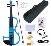 SADPRKR Violino elettrico 4/4 full size, nero silenzioso violini elettrici, in legno massello metallico kit violino elettronico con raccordi in ebano per principianti adulti adolescenti