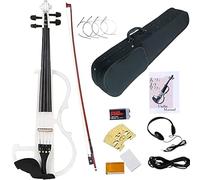 SADPRKR Violino elettrico 4/4 full size, nero silenzioso violini elettrici, in legno massello metallico kit violino elettronico con raccordi in ebano per principianti adulti adolescenti