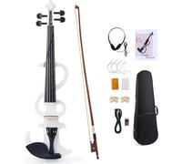 SADPRKR Violino elettrico 4/4 full size, nero silenzioso violini elettrici, in legno massello metallico kit violino elettronico con raccordi in ebano per principianti adulti adolescenti