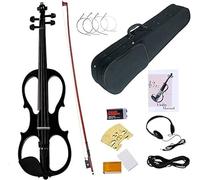 SADPRKR Violino elettrico 4/4 full size, nero silenzioso violini elettrici, in legno massello metallico kit violino elettronico con raccordi in ebano per principianti adulti adolescenti