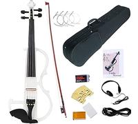 SADPRKR Violino elettrico 4/4 full size, nero silenzioso violini elettrici, in legno massello metallico kit violino elettronico con raccordi in ebano per principianti adulti adolescenti