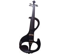 SADPRKR Violino elettrico accattivante per principianti ed esperti. Raccordi in ebano nero metallizzato silenzioso, custodia rigida, corde extra, cavo audio, colofonia, archetto