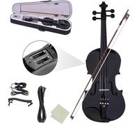 SADPRKR Violino elettrico acustico originale, violino con preamplificatore EQ e accessori in ebano, spalliera, accordatore, colofonia, corde aggiuntive e pulizia