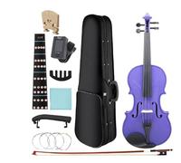 SADPRKR Violino roxo Define com caso e cordas de arco, adequado para iniciantes, estudante, ombro resto acessórios