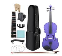 SADPRKR Violino roxo Define com caso e cordas de arco, adequado para iniciantes, estudante, ombro resto acessórios
