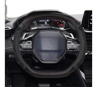 SADQRG Copri Volante per Auto per Peugeot 208 E208 2020-2022 Coprivolante Auto in Pelle PU + Gel Silice 3D Antiscivolo Accessori Interni Auto Coprivolante per Auto(Nero)