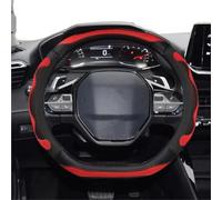 SADQRG Copri Volante per Auto per Peugeot 208 E208 2020-2022 Coprivolante Auto in Pelle PU + Gel Silice 3D Antiscivolo Accessori Interni Auto Coprivolante per Auto(Rosso)