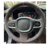SADQRG Coprivolante Auto Volante Treccia Copertura Pelle Scamosciata per Volvo S90 XC90 XC60 S60 V90CC Interni Auto(Filo Nero)