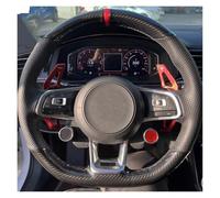 SADQRG Coprivolante Coprivolante in Fibra di Carbonio Pelle per VW per Golf R per MK7 per Golf 7 per GTI per Polo(Filo Nero)