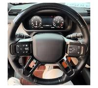 SADQRG Coprivolante Coprivolante per Auto Fai-da-Te Treccia Ventilazione Pelle in Fibra Carbonio per Land per Rover per Defender 90 110 130(Beige Thread)